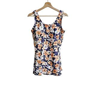 Shore Shapes Floral Swimsuit Dress Nylon & Spandex, Size Large